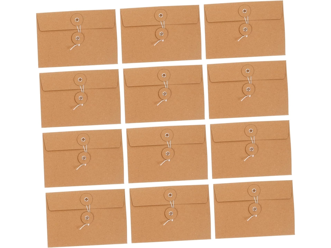 20 Sobres Kraft Rétro Cordon De Serrage Pochettes Rangement Pour Lettres Résistantes Et