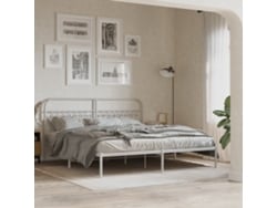 Estructura Cama Sin Colchón Con Cabecero Metal Blanco 183x203cm