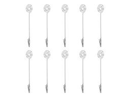 10 Piezas Clip De Notas De Mesa Portatarjetas Metálico Redondo Plata Para Tarjetas De Negocio Y Fotos