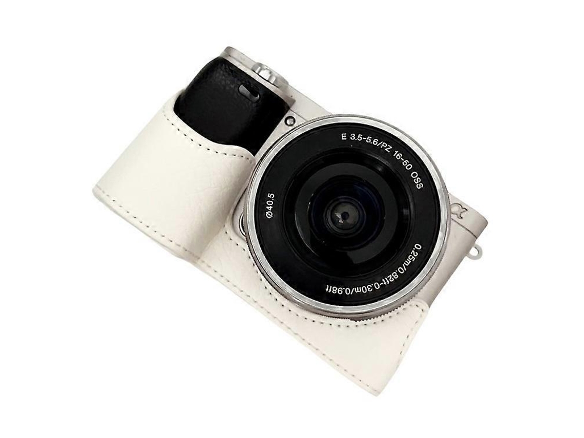 Funda de piel sintética compatible con Sony A6400/A6300/A6100/A6000, con tapa inferior y orificio para tornillos, funda de media carcasa Facpoet