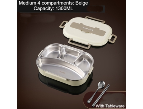 Fiambrera Bento a prueba de fugas para adultos-Arroz cuatro rejillas 1300 ml (vajilla)-1300ml LUUCOZK