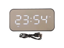 Reloj Despertador Con Espejo, Altavoz Estéreo Bluetooth, Cancelación De Ruido, Radio Fm Y Pantalla De Temperatura - Negro