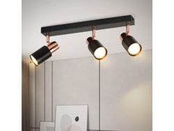 Foco de techo GU10 de 3 llamas giratorio 355°, moderno, negro, Nettlife