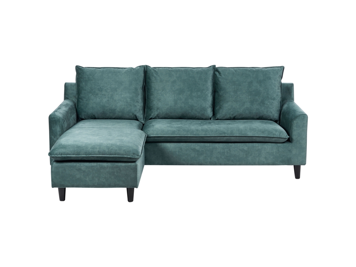 Sofá Esquinero BELIANI Elvenes de Terciopelo Azul 206X140X69