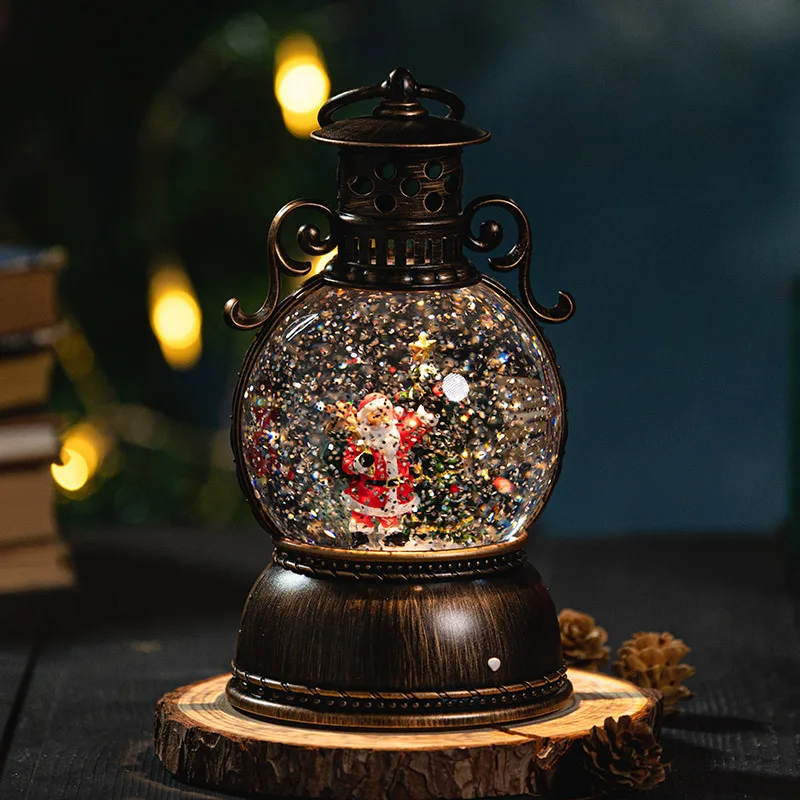 (estilo 2) Caja De Música Navideña Con Escena De Nieve, Con Luces, Mini Portátil, Decoración Musical