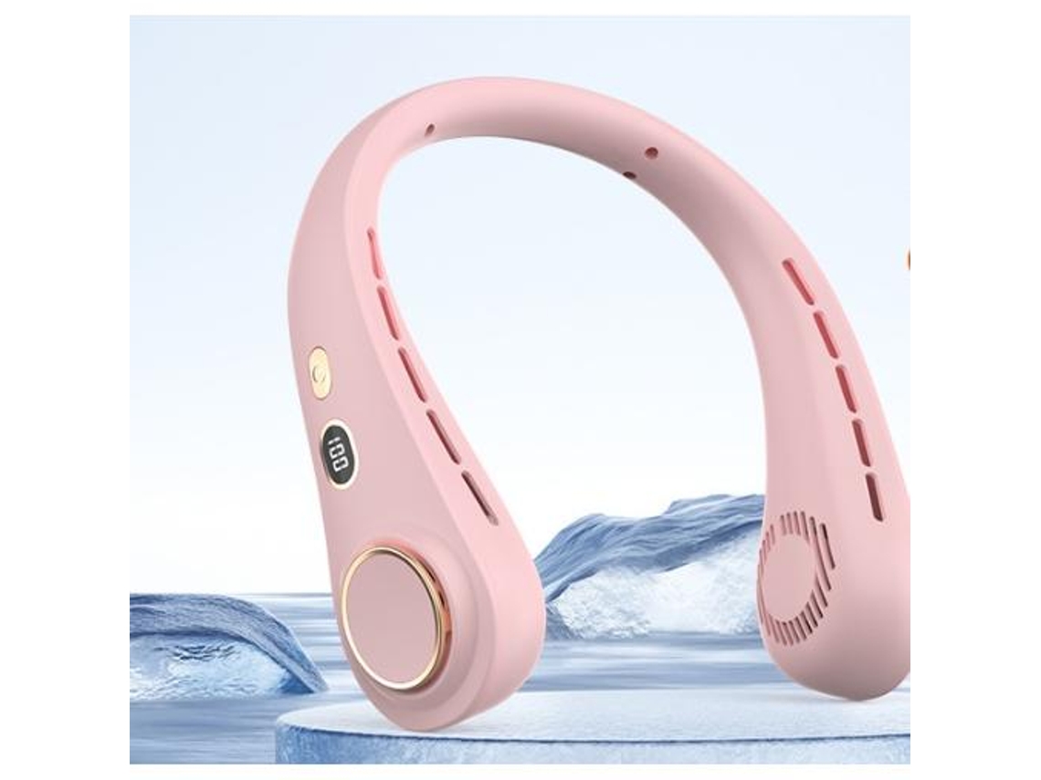 Ventilador De Cuello Portátil (rosa) - 5 Velocidades Ajustables / Silencioso / Diseño Sin Aspas - Batería De 1800 Mah