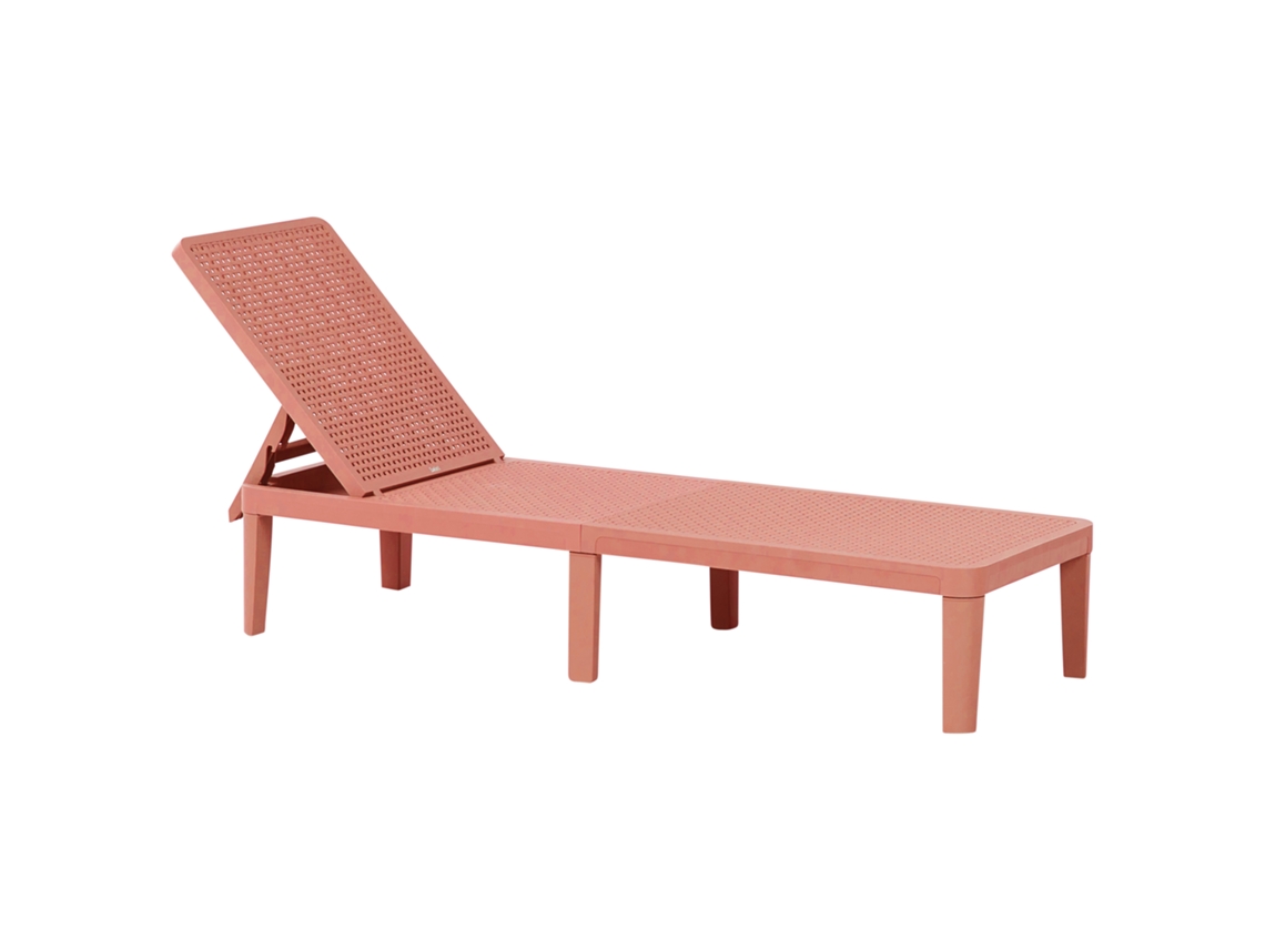 Tumbo de exterior con respaldo ajustable Beliani Ossi rojo polipropileno 55x190x84