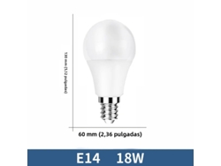 (base De Rosca E14 18w Blanco Cálido) 6 Bombillas Led, De Alta Eficiencia Y Bajo Consumo, Con Una Vida Útil De Hasta 50.000 Horas.
