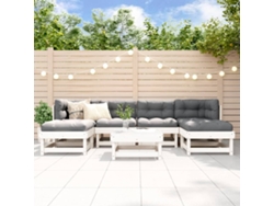 Conjunto de salón de jardín de 7 piezas de pino macizo blanco Dkd Home Decor