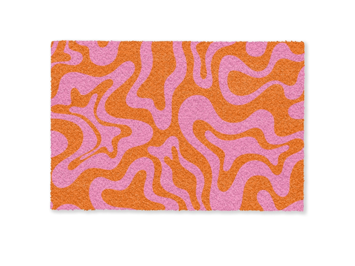 Felpudo Patrón - Rosa - Naranja - Abstracto - Moderno 90x60