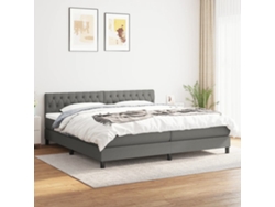 Cama Box Spring Con Colchón Tela Gris Oscuro 200x200 Cm