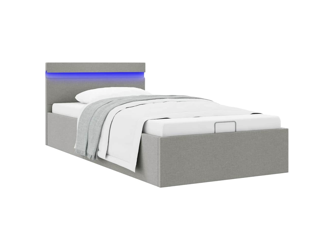 Cama Hidráulica Almacenaje Sin Colchón Gris Claro 100x200 Cm