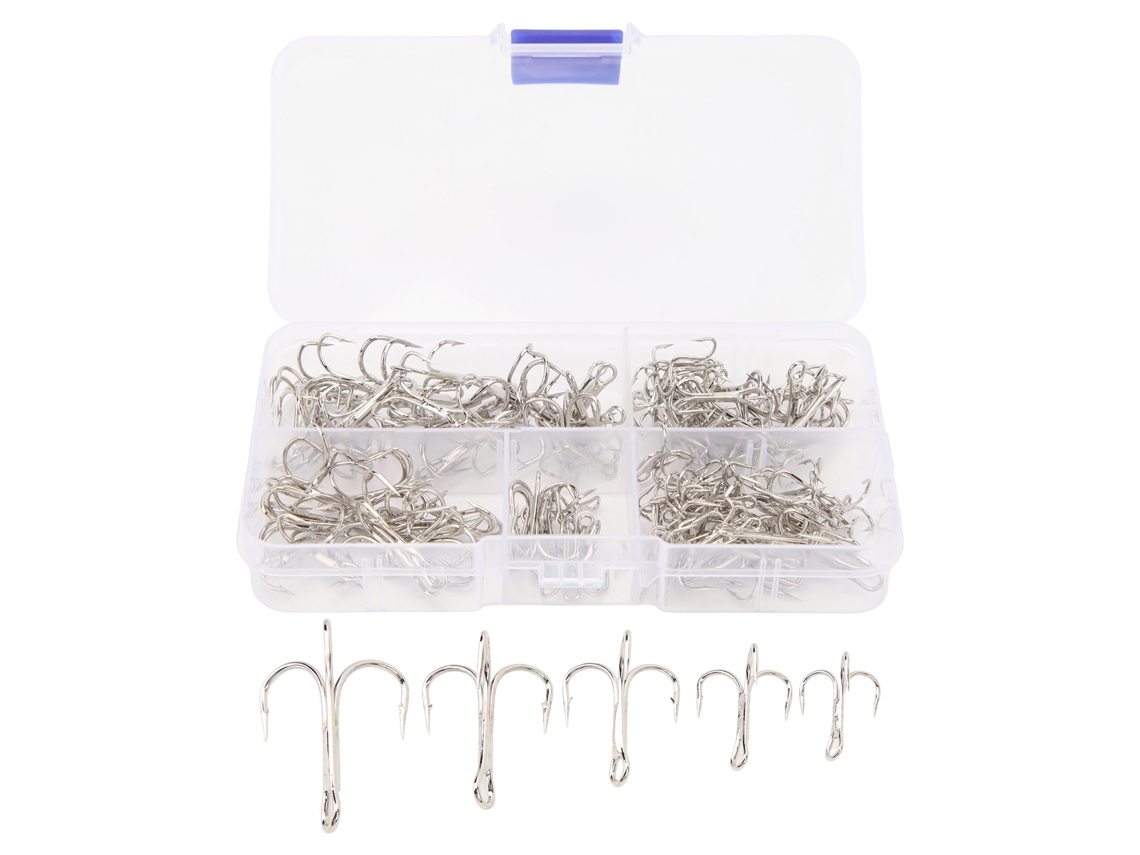 Mali kit de 120 Anzóis de Pesca Três Pontas de Aço Carbono Alto Alto Resistência para Pesca no Mar