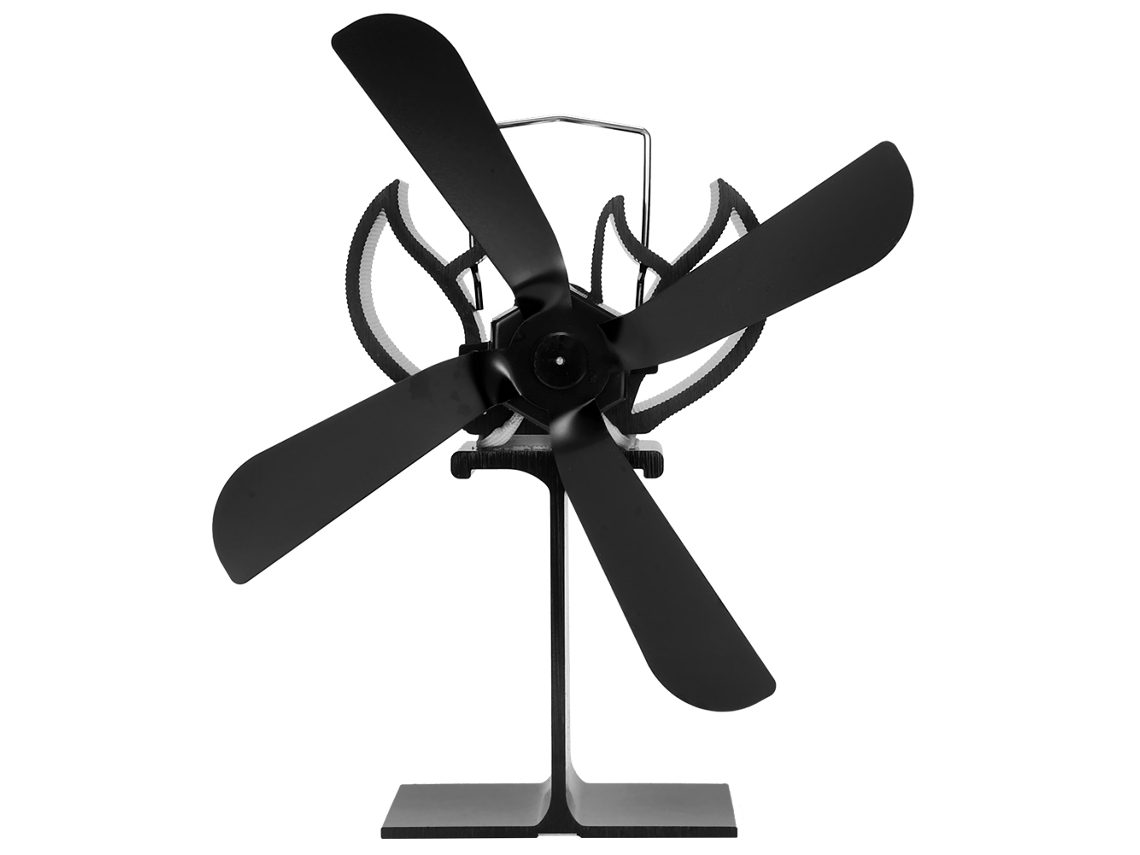 Ventilador portátil para chimenea de aleación de aluminio con 4 aspas y accesorio para distribución del calor.
