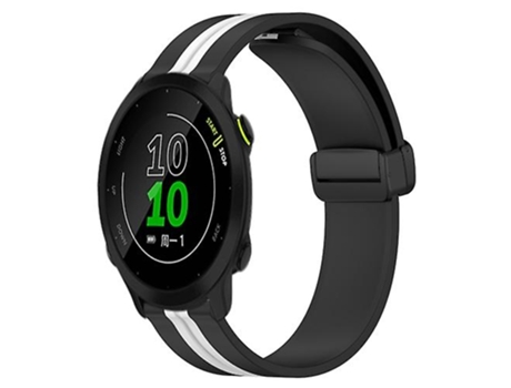 Correa De Reloj Inteligente Para Garmin Forerunner 158, Correa De Reloj De Silicona Con Cierre Magnético Plegable De 20Mm, Color Negro Y Blanco VEN...