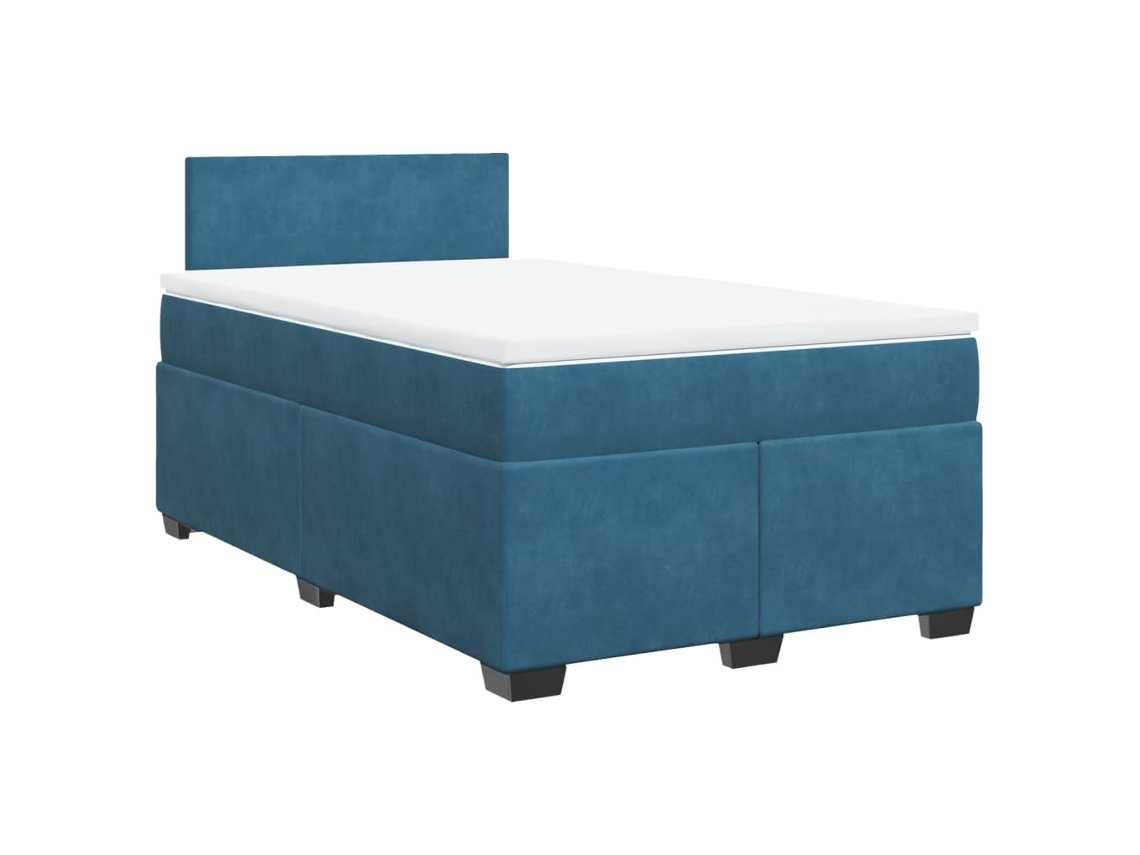 Maison Exclusive - Cama Box Spring Con Colchón Terciopelo Azul Oscuro 120x190 Cm