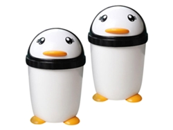 2 Papeleras Con Tapa Abatible De Pingüino,