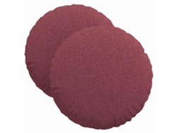 Cojines Para Asiento 2 Uds Rojo Vino Ø40 X 13 Cm Tela