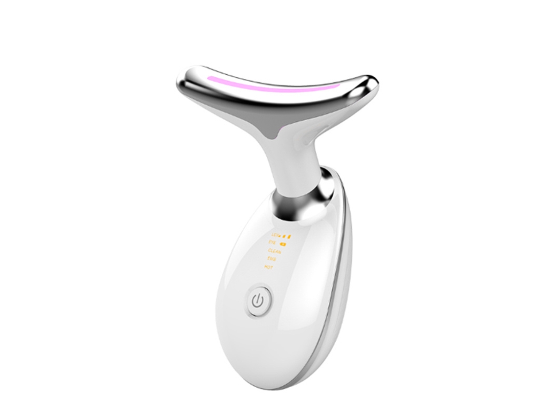 Dispositivo de belleza (blanco) para la regeneración de la piel, masaje facial y de cuello, lifting y reafirmación vibratoria.