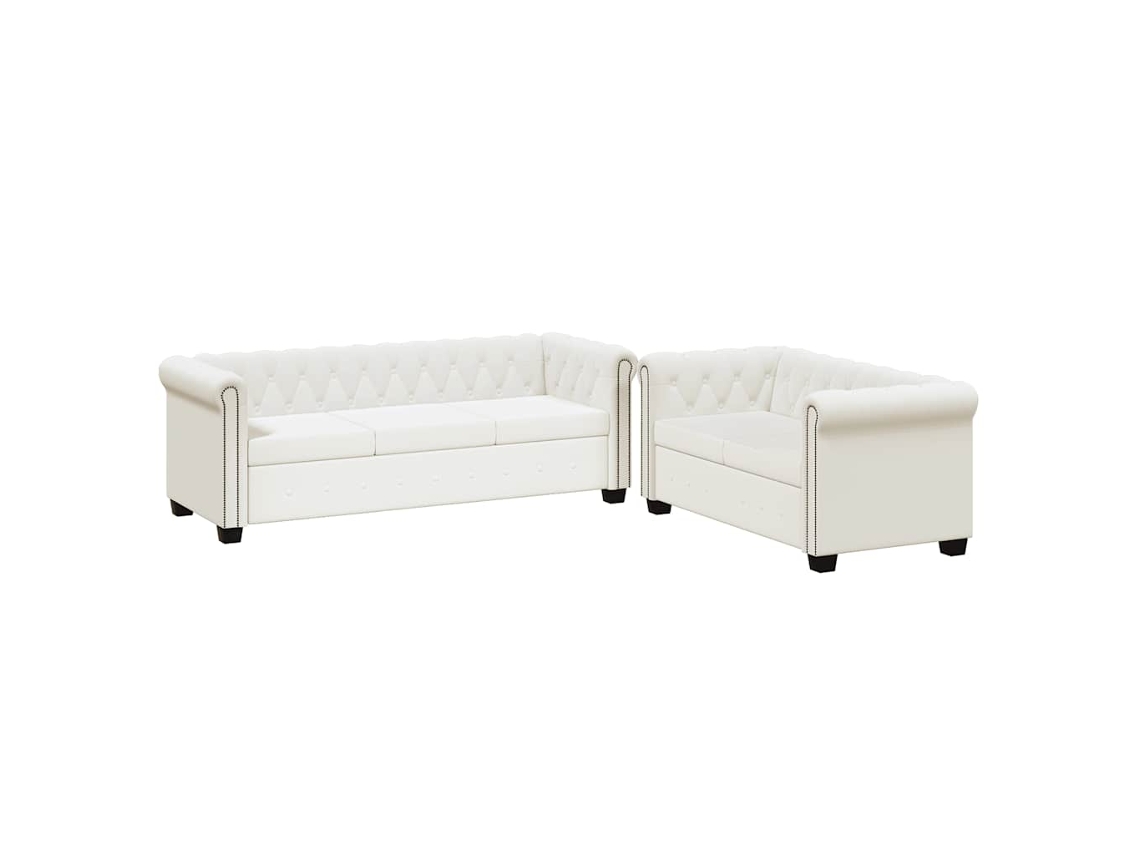 Maison Exclusive - Sofás Chesterfield De 2 Y 3 Plazas Cuero Sintético Blanco