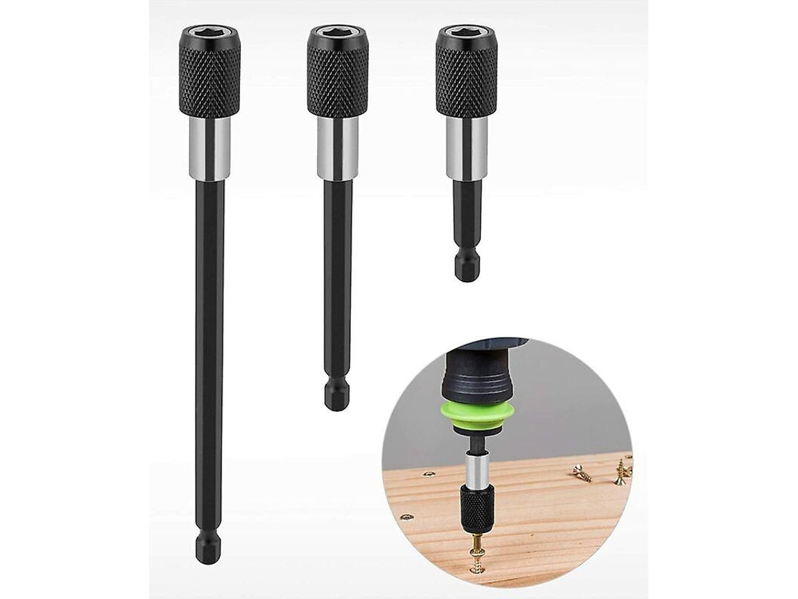 3pcs Varilla Extensible Magnética, Portabrocas De Destornillador Eléctrico, 1/4 Hexágano, Liberación Rápida, 60/100/150mm, Acero Inoxidable