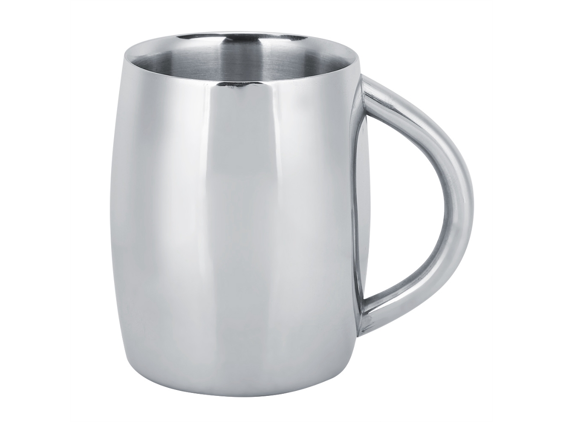 Vaso de acero inoxidable con asa, doble capa para cerveza, té, agua y leche.
