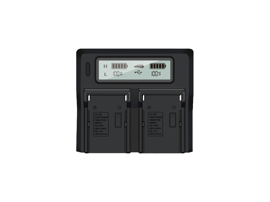 KOFIHETY Cargador de batería de alta capacidad, cargador rápido dual con pantalla LCD y amplia compatibilidad para las series Sony NP-F550, F970, BP-U30, U60 y