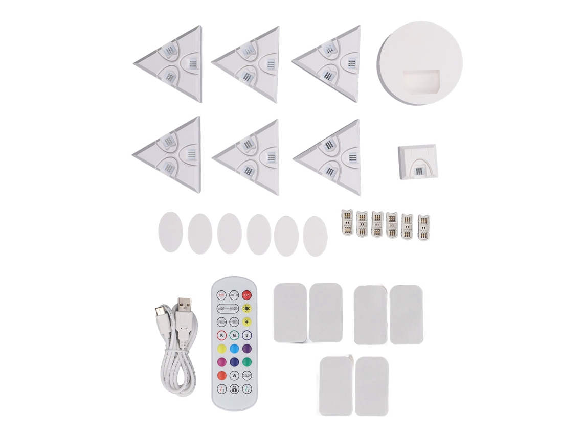 Panel de luz LED triangular RGB inteligente 2026 con sincronización de música para decoración y juegos Tuya