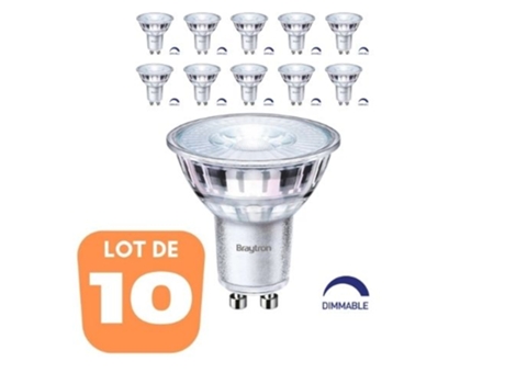 Lote de 10 bulbos LED GU10 5.5W (Ec. 50W) 2700K 38 DIMMABLE