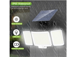 Lámpara solar para exterior Elfeland 328led, súper brillante, sensor de movimiento, impermeable, 3 modos de funcionamiento, foco solar para seguridad del jardín.
