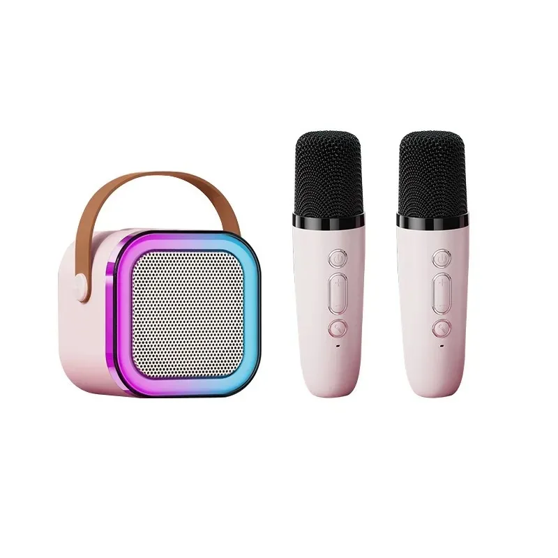 (rosa, 2 Micrófonos) Máquina De Karaoke Bluetooth, Adecuada Para Adultos Y Niños, Un Elemento Esencial Para Las Fiestas.