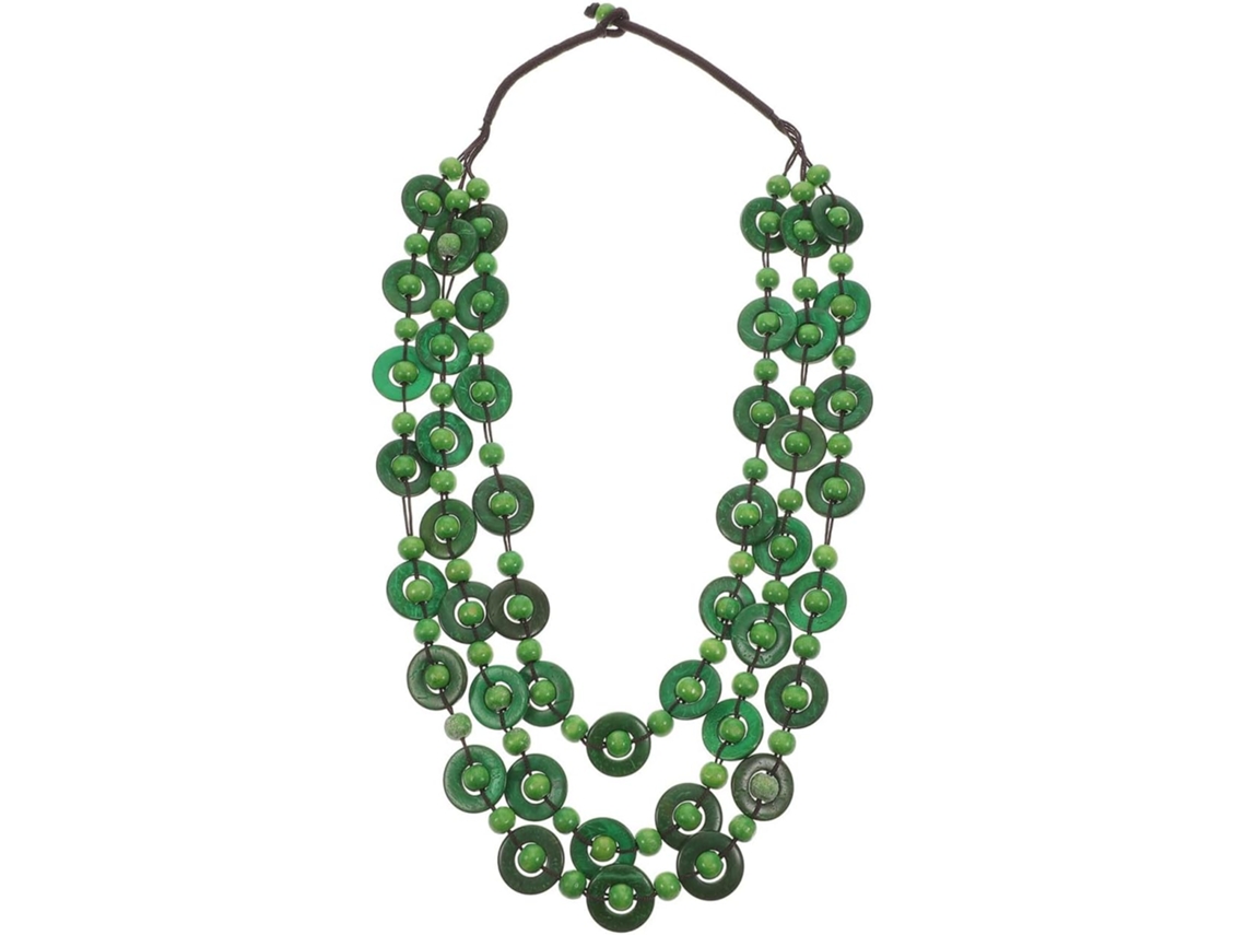 Colar De Contas De Casca De Coco - Estilo Boêmio Multicamadas Para Mulheres E Meninas, Verde