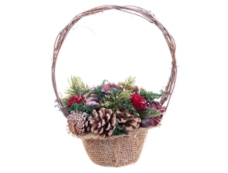 Adorno de Navidad BIGBUY CHRISTMAS Adorno Navideño Multicolor Ratán Rojo (21x21X30cm)