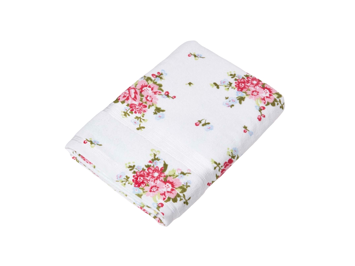 Homescapes Floral Printed White Bath Sheet Cotton