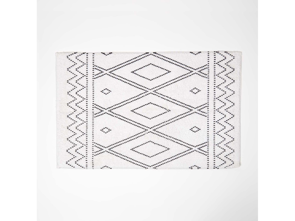 Homescapes Black And White Bath Mat 100 Cotton Boho Design, 50 X 80 Cm