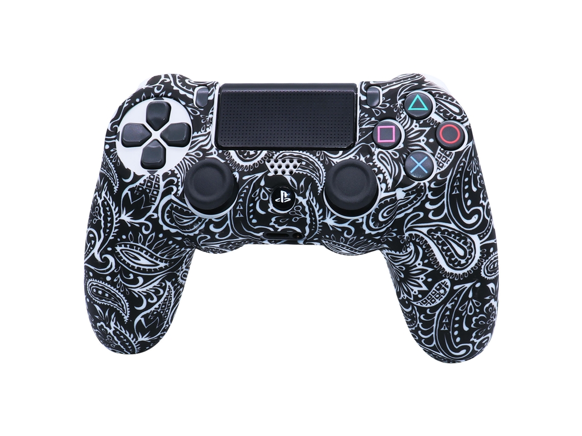 Funda De Silicona Para Mando De Ps4 M-Ps4-28 Negra Blanca 