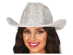 Sombrero Vaquero brillante plateado adulto