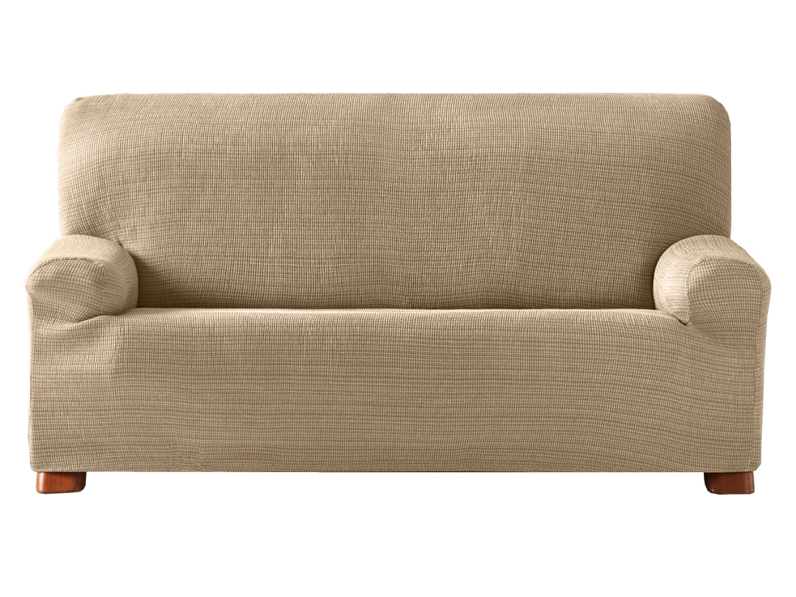 Funda de Sofá Tejido Elástico Vulcano para Sofá de 3 Plazas Beige MILICA con 2 Fundas de Cojin
