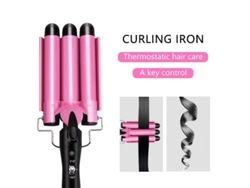 Rizador De Cabello Tres Tubos 25mm Rosa Ligero Y Cómodo Protege Los Hilos Capilares Durante El Modelado Diario