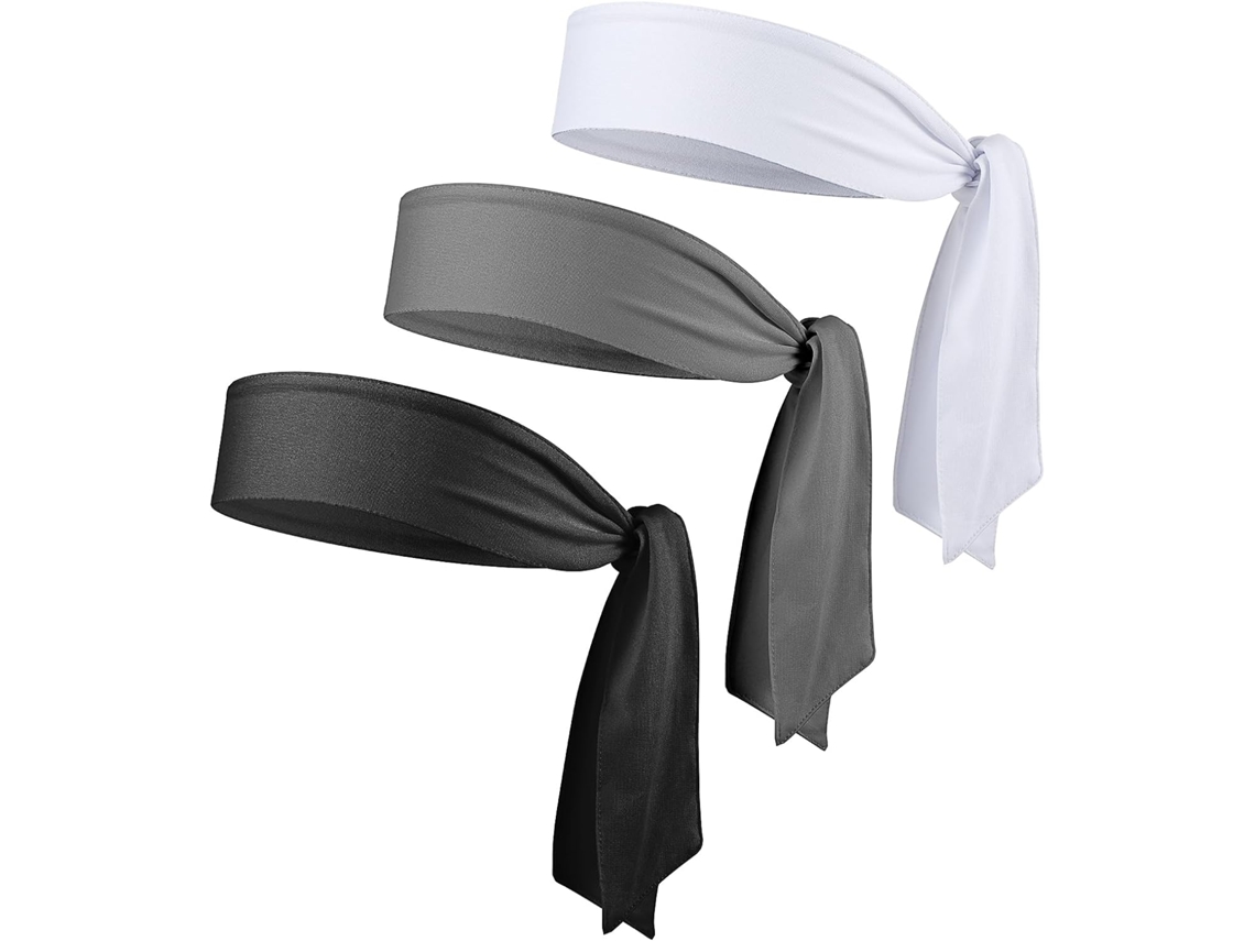 Faixa Para Cabeça - 3 Conjuntos - Faixa Absorvente Elástica - Faixa Frontal - Ajustável - Branco/cinza/preto