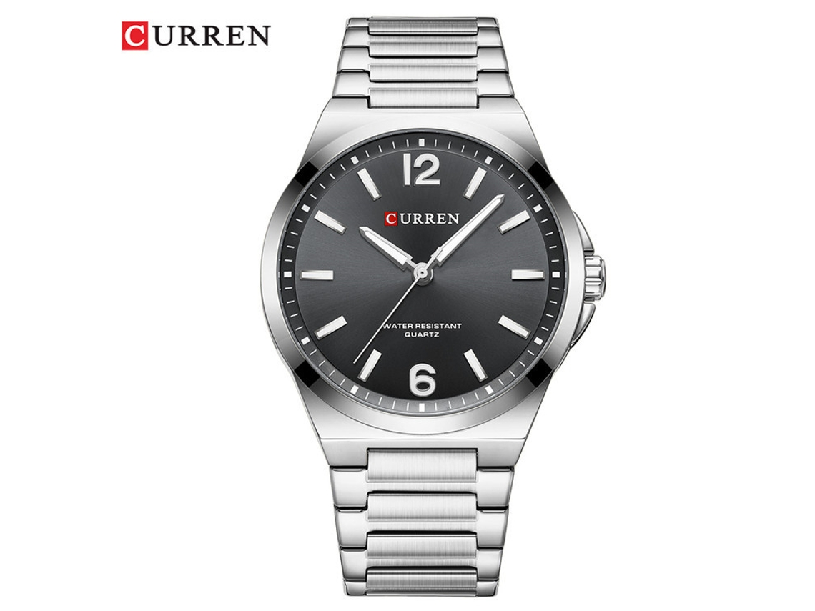 (negro Con Cinta Plateada) Reloj De Cuarzo Para Hombre, Estilo Moderno, Para Uso Comercial Y Casual, Resistente Al Agua, Cinta De Acero Inoxidable