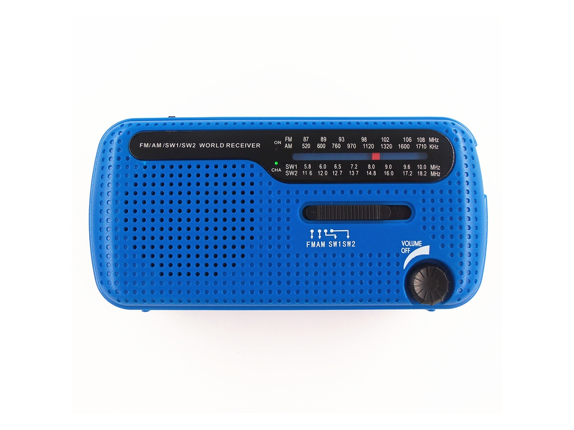 Radio portátil AM/FM/SW de 1200 mAh con carga solar, USB, manivela y batería AAA, linterna LED, SOS para emergencias al aire libre. Viewleaf