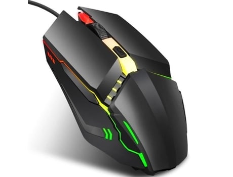 HURRISE Ratón Óptico Portátil con Cable Ratón De Computadora Usb Retroiluminado Rgb Gaming con 4 Teclas para Computadora PC