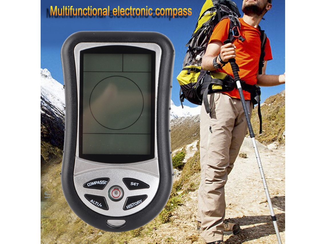 Altímetro Digital Multifuncional Negro Con Barómetro Y Brújula Para Senderismo Al Aire Libre.