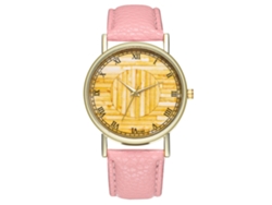 Reloj De Muñeca Analógico De Cuarzo Con Dial Redondo Moda (rosa)