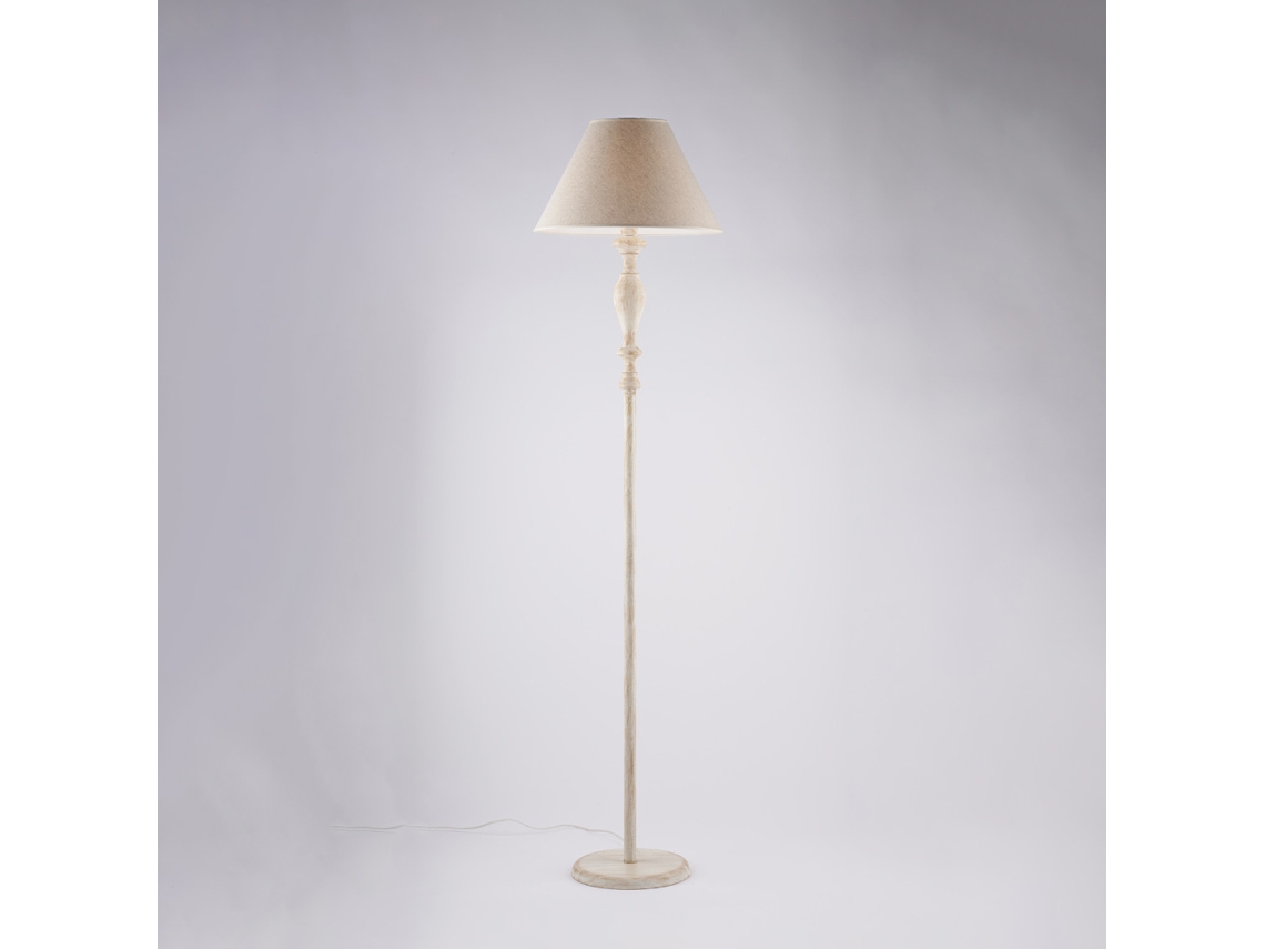 Cascina - Lámpara De Pie De Madera Y Hierro Blanco Y Gris Tórtola 1 Luz .183 - Ø45 - Bl265-ph-bt
