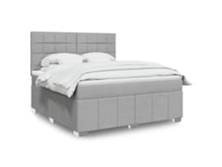 Cama Box Spring Con Colchón Tela Gris Claro 180x200 Cm