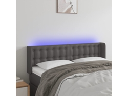 Cabecero Con Led Cuero Sintético Gris 147x16x78/88 Cm