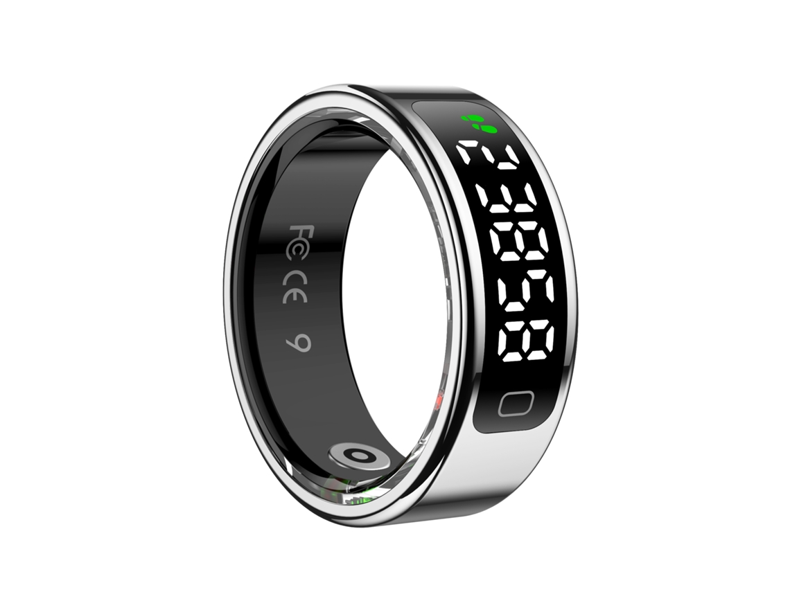 Anillo inteligente con pantalla, monitor de sueño y estrés, etc. Incluye estuche de carga. Mdug (plateado, talla 11)