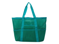 (Verde) Bolsa de playa de gran capacidad con 8 bolsillos de malla